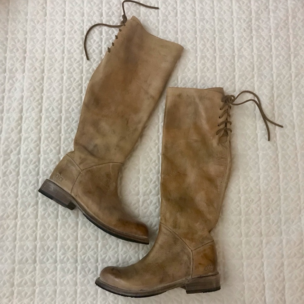 Bed Stu Manchester Lace Up Tall Boot Like New Tan
